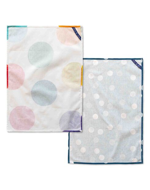 2 paños de cocina de algodón Confeti multicolores - 70x50 cm