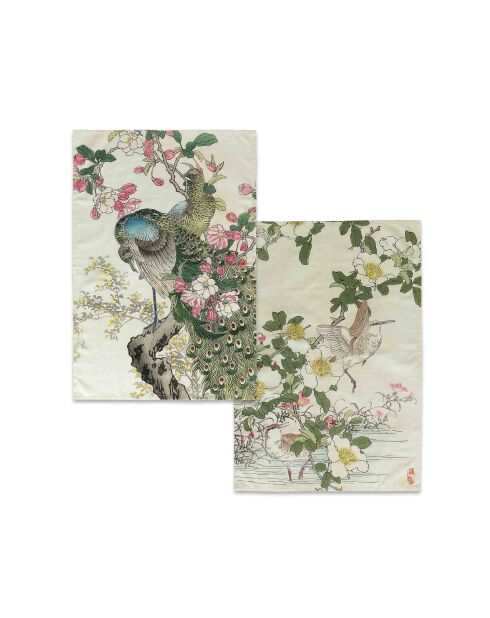 2 mehrfarbige japanische Baumwollgeschirrtücher - 70x50 cm