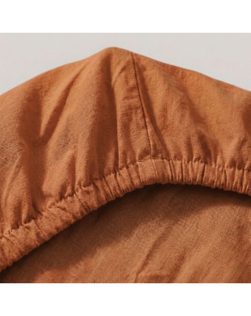 Drap-housse en coton Basic terre cuite