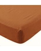 Drap-housse en coton Basic terre cuite