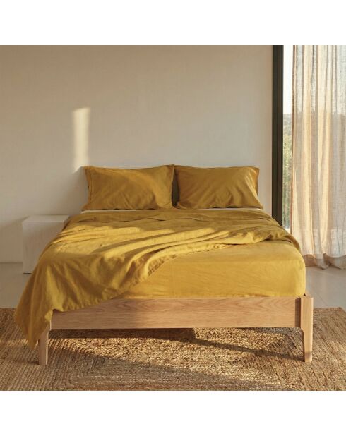 Drap-housse en coton Basic moutarde