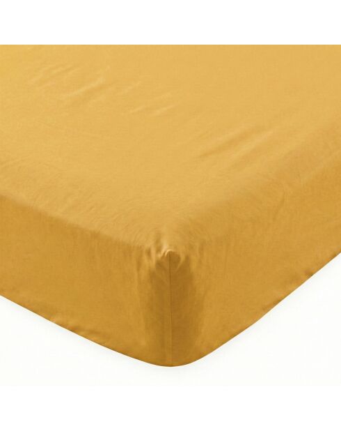 Drap-housse en coton Basic moutarde
