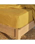 Drap-housse en coton Basic moutarde