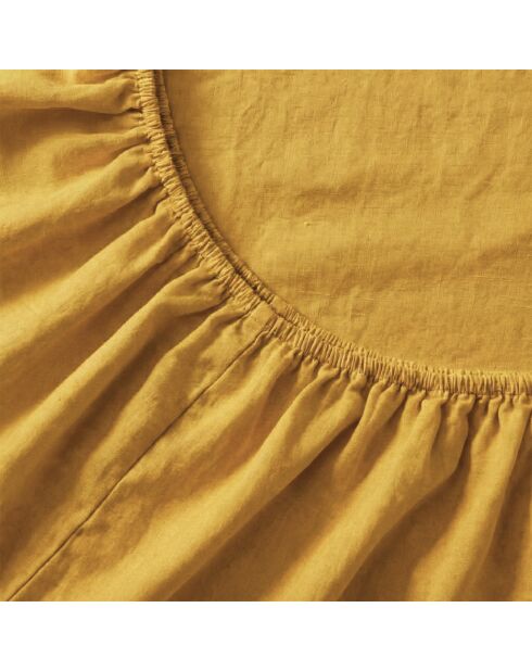 Drap-housse en coton Basic moutarde