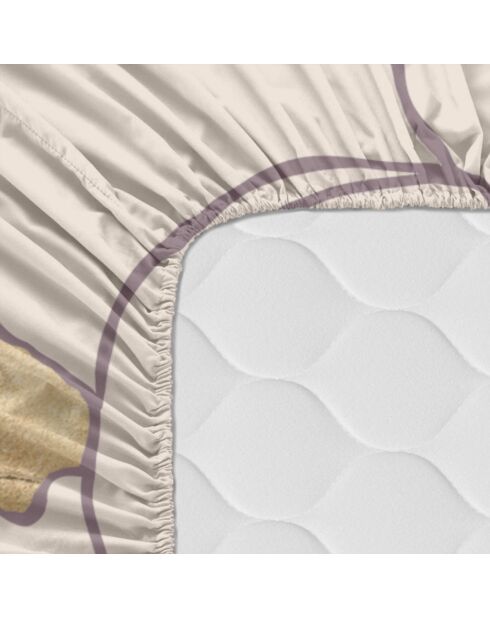 Sábana bajera ajustable de algodón multicolor con peonías blancas