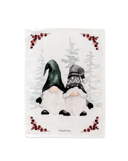 2 mehrfarbige Gnomes Geschirrtücher aus Baumwolle - 70x50 cm
