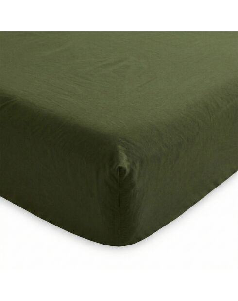 Sábana bajera básica de algodón verde oliva