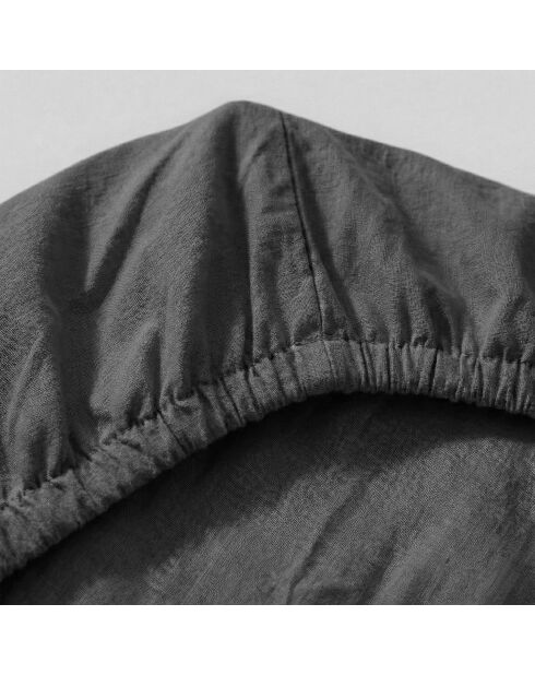 Dunkelgraues Basic Spannbetttuch aus Baumwolle