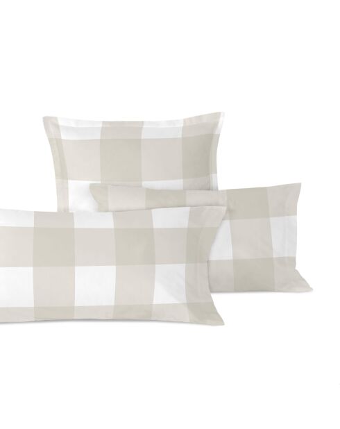 2 federe beige in cotone Gingham - 50x75 cm
