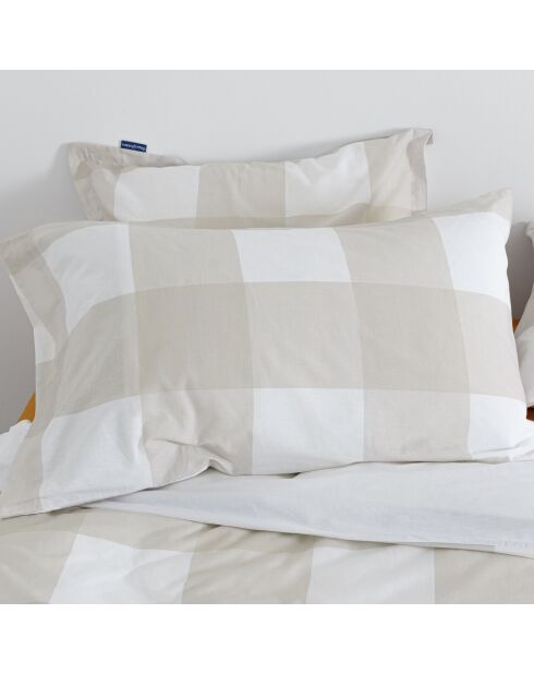 2 federe beige in cotone Gingham - 50x75 cm