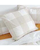 2 federe beige in cotone Gingham - 50x75 cm