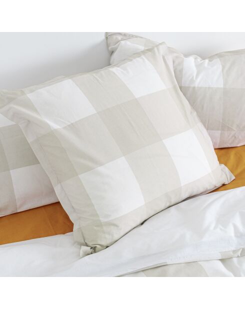2 federe beige in cotone Gingham - 50x75 cm