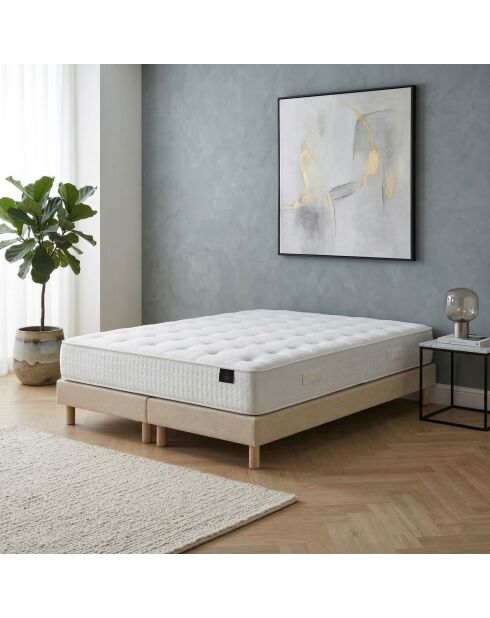 Artemis 2 Taschenfedermatratzen-Set aus Memoryschaum, Füllung aus Kaschmir, H26 cm, beigefarbenes Boxspringbett, 160 x 200 cm