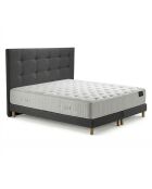 Ensemble matelas ressorts Helios mémoire de forme, garnissage cachemire, H31 cm, sommier et tête de lit gris foncé - 160x200 cm