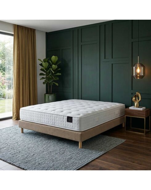 Ensemble matelas ressorts ensachés Selène 2 accueil latex H26 cm, sommier taupe - 140x190 cm