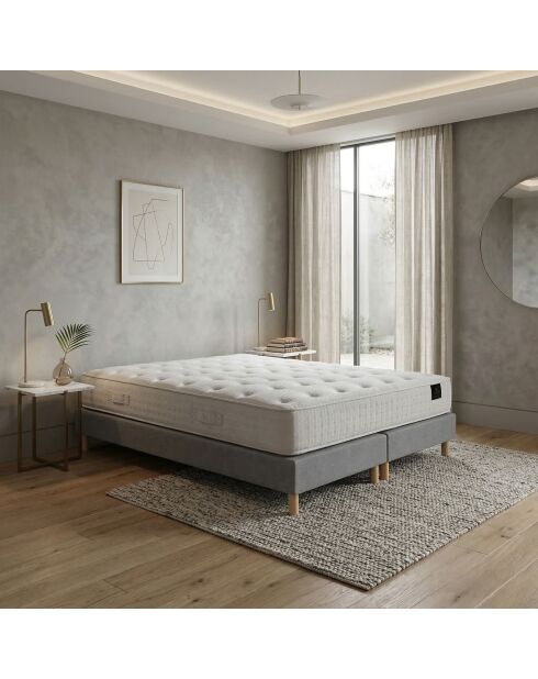 Artemis 2 Taschenfedermatratzen-Set aus Memory-Schaum, Füllung aus Kaschmir, H26 cm, hellgraues Boxspringbett — 160x200 cm