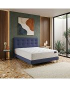 Ensemble matelas mousse haute résilience Callisto H29 cm accueil mémoire de forme, garnissage cachemiresommier et tête de lit bleu - 140x190 cm
