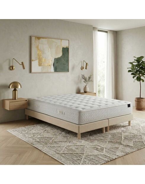 Juego de colchones de muelles ensacados Comète H27 cm, base beige - 160x200 cm