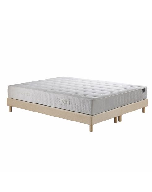 Hecate Federkernmatratzen-Set mit 2 Taschen, H26 cm, beigefarbenes Boxspringbett, 180 x 200 cm