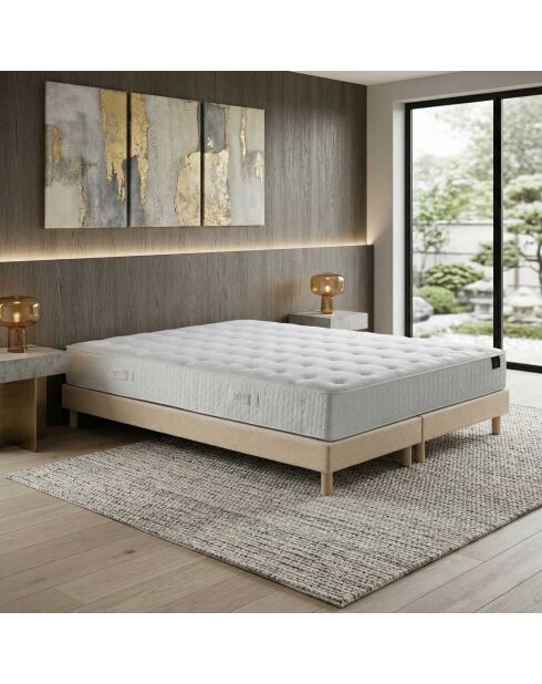 Hecate Federkernmatratzen-Set mit 2 Taschen, H26 cm, beigefarbenes Boxspringbett, 180 x 200 cm
