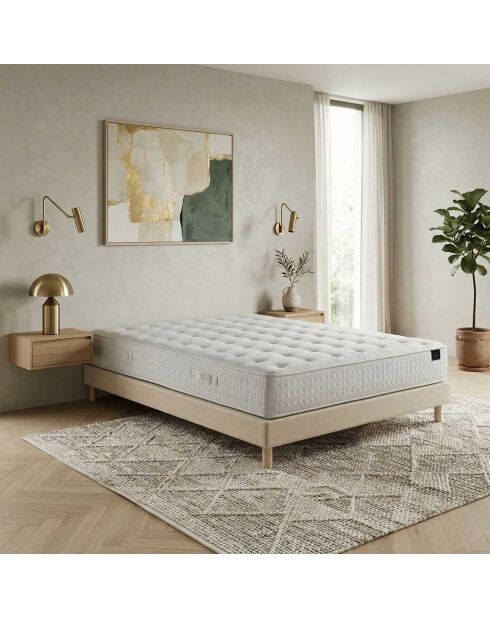 Set materassi a molle insacchettate Comète H27 cm, base beige - 140x200 cm