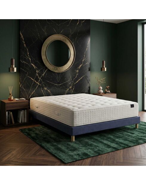 Helios Matratzenset aus Memoryschaum, Füllung aus Kaschmir, H31 cm, blaues Boxspringbett, 140 x 200 cm