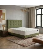 Ensemble matelas ressorts Helios mémoire de forme, garnissage cachemire, H31 cm, sommier et tête de lit vert - 160x200 cm