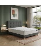 Ensemble matelas ressorts Pulsar mémoire de forme, garnissage cachemire, H27 cm, sommier et tête de lit gris foncé - 180x200 cm
