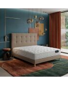 Ensemble matelas ressorts ensachés Selène 2 accueil latex H26 cm, sommier et tête de lit taupe - 140x200 cm