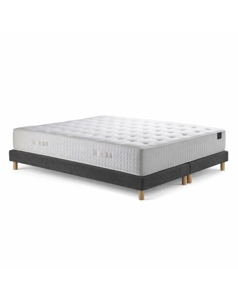 Ensemble matelas mousse haute résilience Callisto H29 cm accueil mémoire de forme, garnissage cachemiresommier gris foncé - 160x200 cm