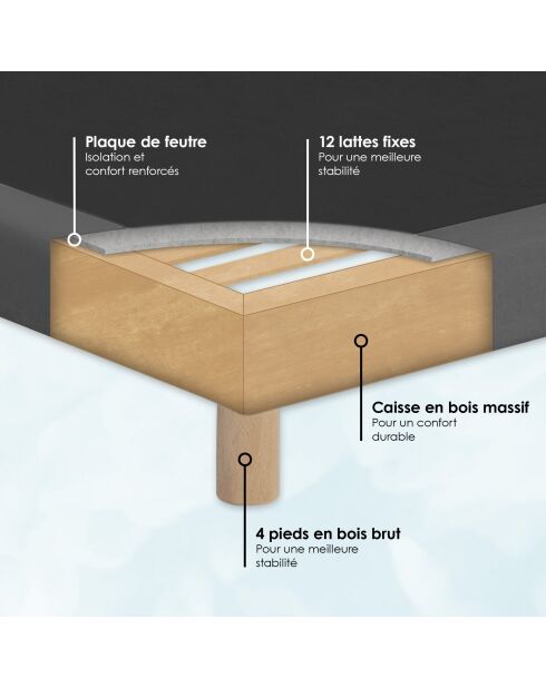 Ensemble matelas mousse haute résilience Callisto H29 cm accueil mémoire de forme, garnissage cachemiresommier gris foncé - 160x200 cm