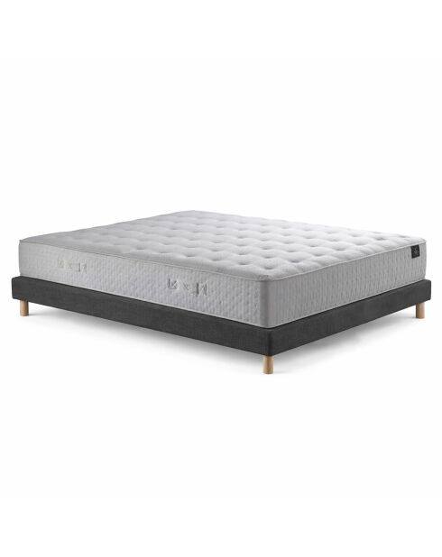 Ensemble matelas ressorts ensachés Hecate 2 H26 cm, sommier gris foncé - 140x190 cm