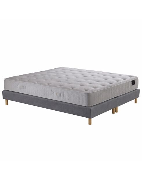 Comète Taschenfedermatratzenset H27 cm, hellgraues Boxspringbett - 160x200 cm