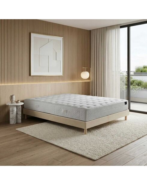Ensemble matelas ressorts ensachés Selène 2 accueil latex H26 cm, sommier beige - 140x200 cm