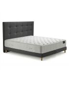 Ensemble matelas ressorts Helios mémoire de forme, garnissage cachemire, H31 cm, sommier et tête de lit gris foncé - 140x190 cm