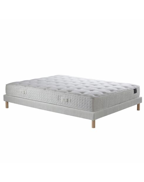 Ensemble matelas ressorts ensachés Selène 2 accueil latex H26 cm, sommiers blanc pieds de poule - 140x190 cm