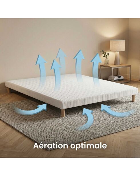 Ensemble matelas ressorts ensachés Selène 2 accueil latex H26 cm, sommiers blanc pieds de poule - 140x190 cm
