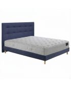 Ensemble matelas ressorts ensachés Selène 2 accueil latex H26 cm, sommier et tête de lit bleu - 140x190 cm