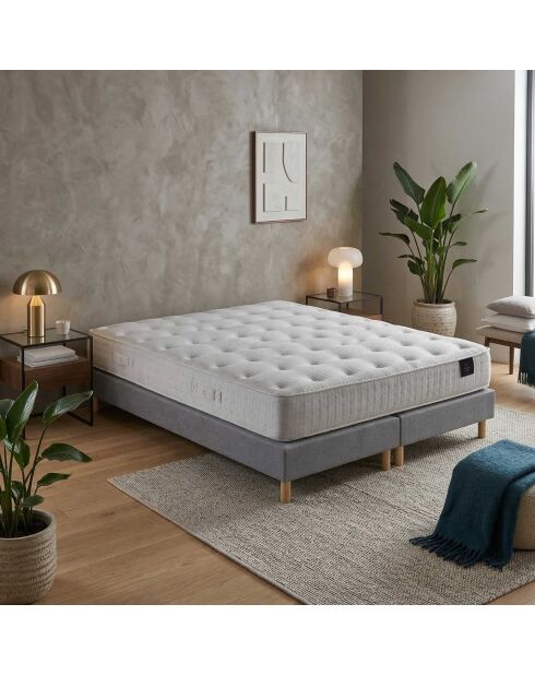 Hecate 2-Taschen-Federkernmatratzenset H26 cm, hellgraues Boxspringbett - 160x200 cm