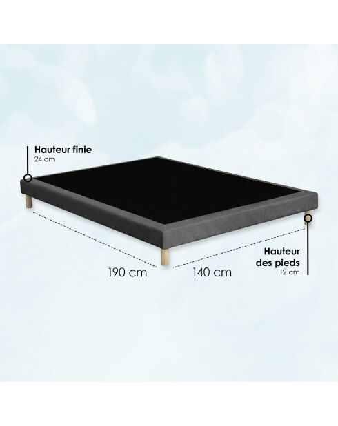 Ensemble matelas ressorts ensachés Selène 2 accueil latex H26 cm, sommier et tête de lit gris foncé - 140x200 cm
