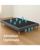 Ensemble matelas mousse haute résilience Callisto H29 cm accueil mémoire de forme, garnissage cachemiresommier et tête de lit gris foncé - 140x200 cm