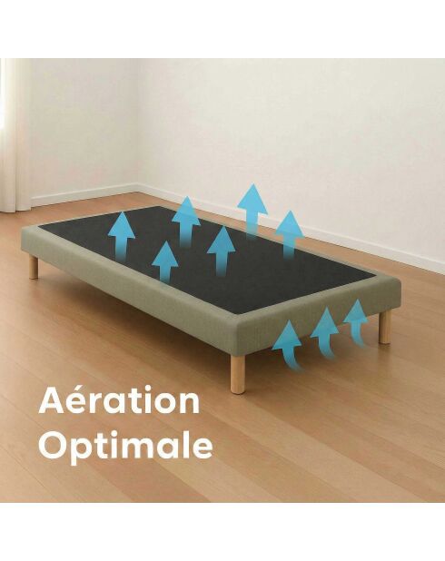 Base imbottita con doghe fisse, letto rigido, supporto ottimale - verde - 80x200 cm