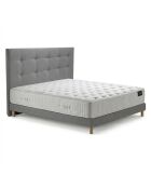 Ensemble matelas mousse haute résilience Callisto H29 cm accueil mémoire de forme, garnissage cachemiresommier et tête de lit gris clair - 140x200 cm