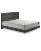 Ensemble Matelas ressorts ensachés mémoire de forme Hecate H26 cm, tête de lit capitonnée, garnissage cachemire, sommier gris foncé - 140x190 cm