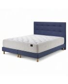 Ensemble matelas mousse haute résilience Callisto H29 cm accueil mémoire de forme, garnissage cachemiresommier et tête de lit bleu - 180x200 cm