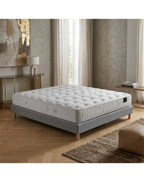 Ensemble matelas ressorts ensachés Selène 2 accueil latex H26 cm, sommier gris clair - 140x190 cm