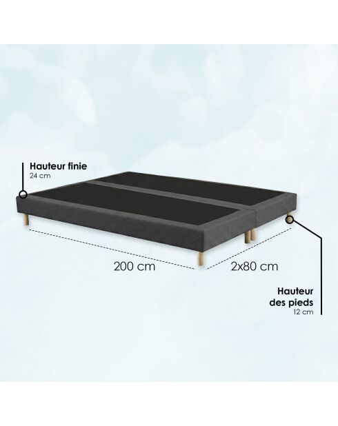 Gepolsterter Unterbau mit festen Latten, festes Bett, optimaler Halt, dunkelgrau - 160x200 cm