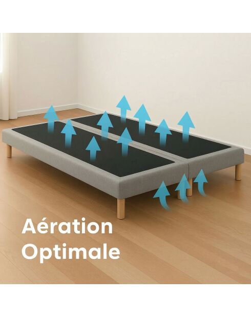 Base imbottita con doghe fisse, letto rigido, supporto ottimale, grigio chiaro - 160x200 cm