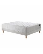 Ensemble matelas mousse haute résilience Callisto H29 cm accueil mémoire de forme, garnissage cachemiresommier blanc pieds de poule - 140x190 cm