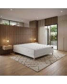 Ensemble matelas mousse haute résilience Callisto H29 cm accueil mémoire de forme, garnissage cachemiresommier blanc pieds de poule - 140x190 cm
